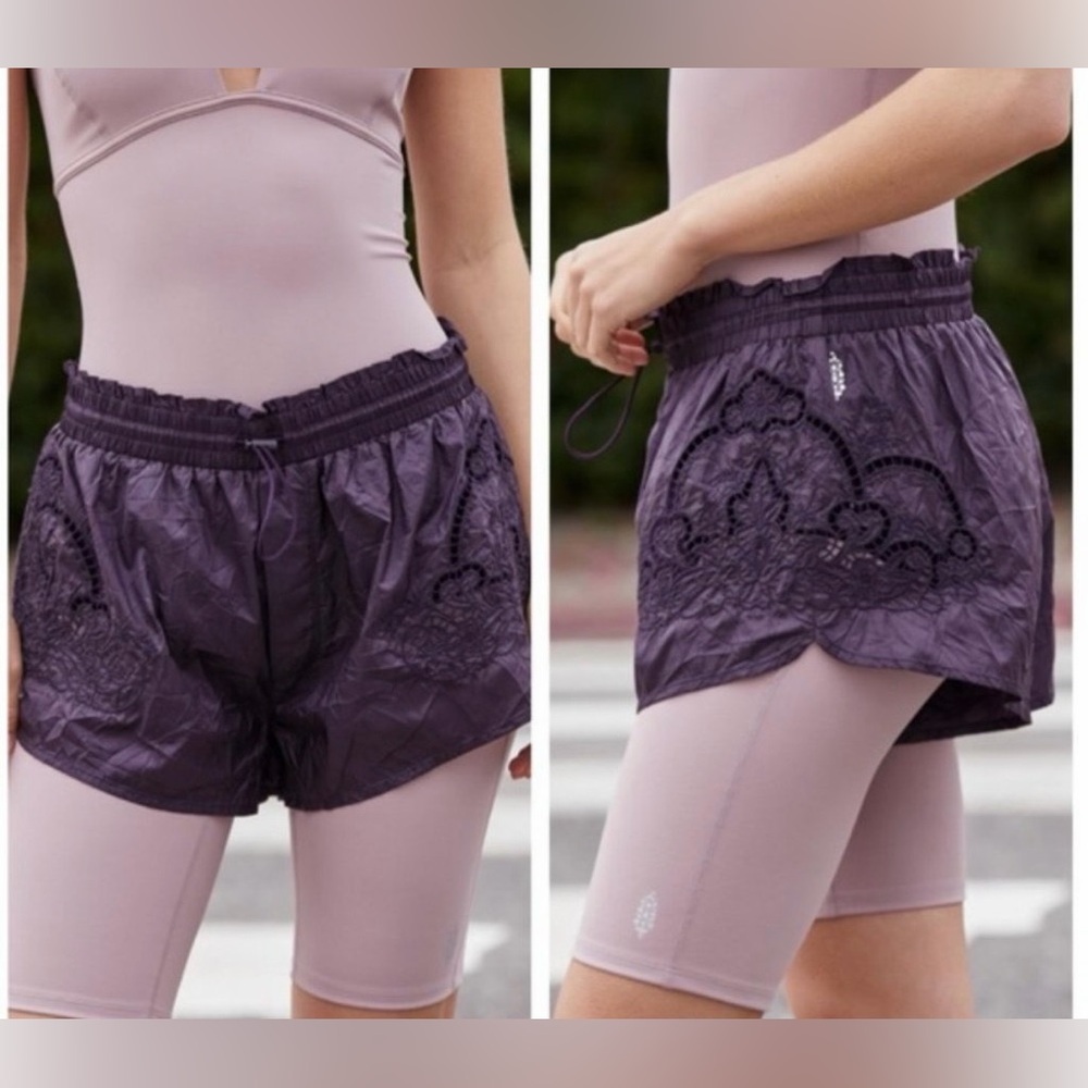 Free PeopleMovement Elevation Eyelet Shorts Embroidered Activewear Sz XS